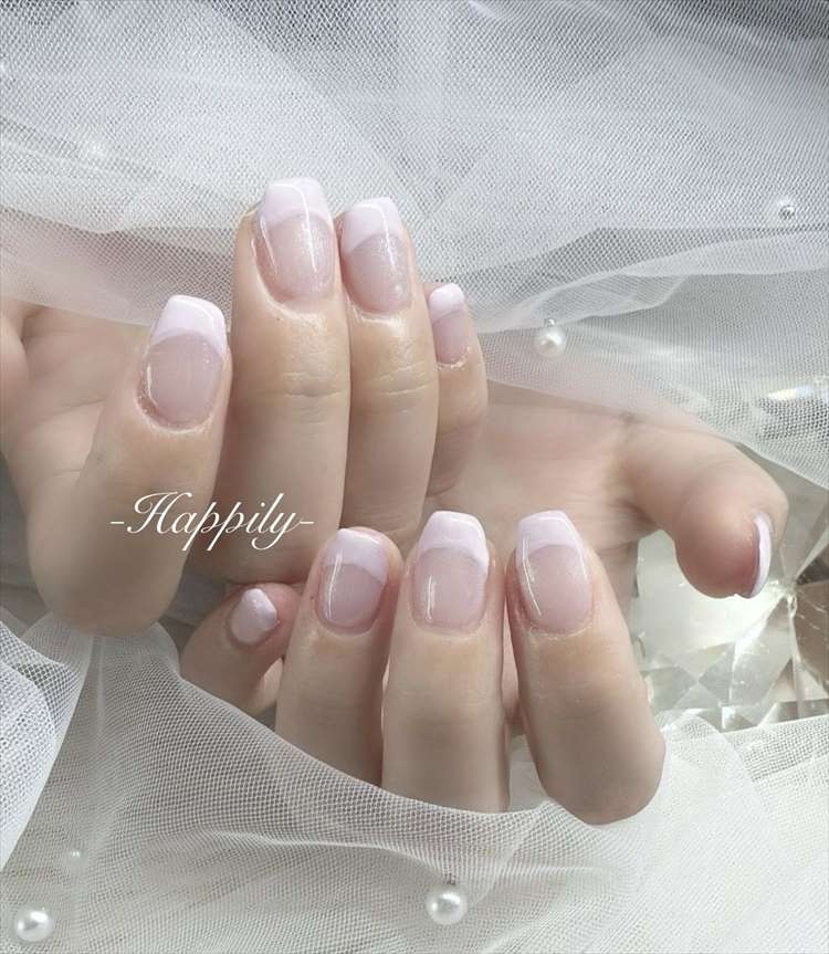 くすみピンクフレンチ