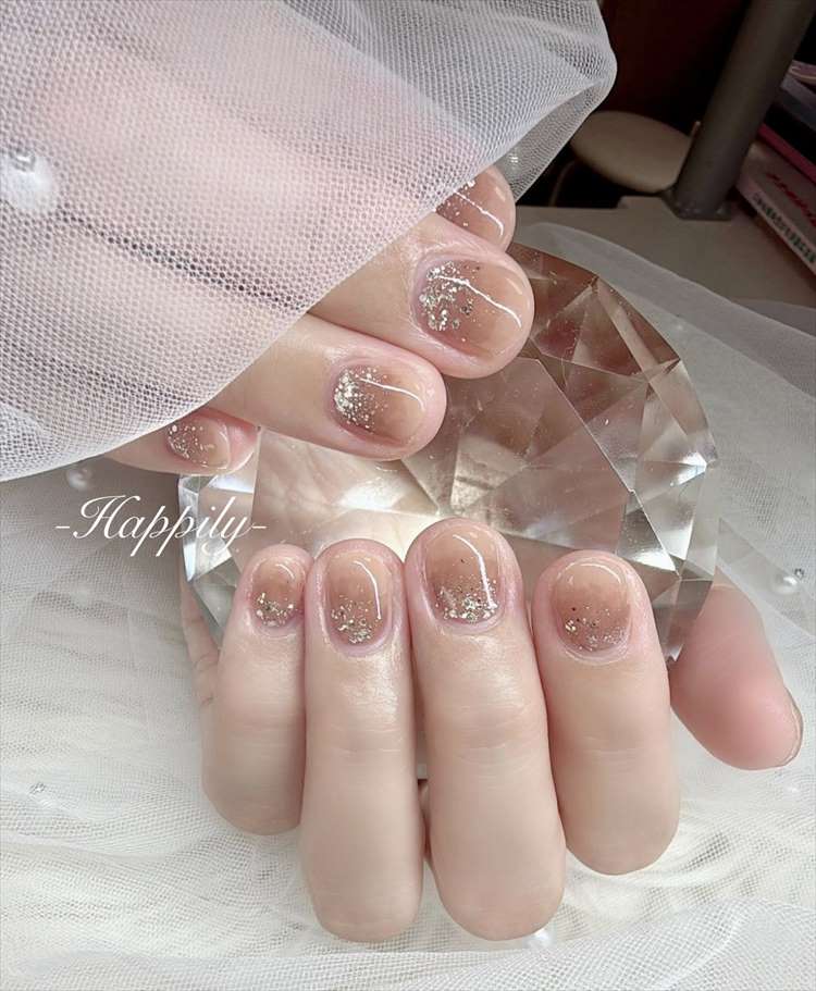 秋ネイルブラウンショート