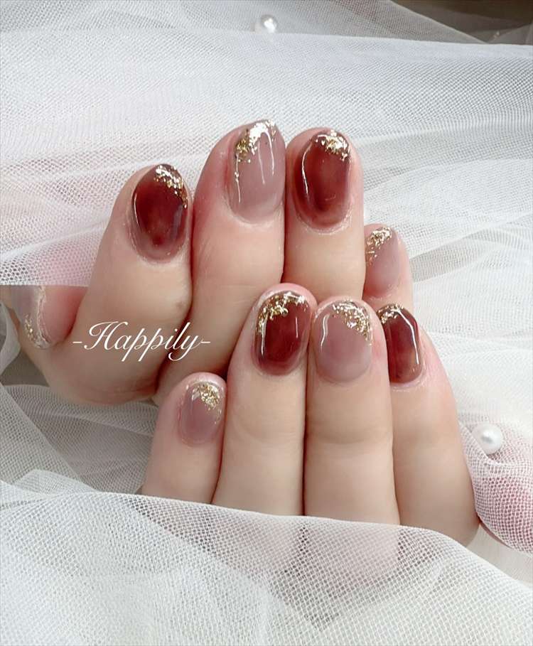 秋色ホイルネイル