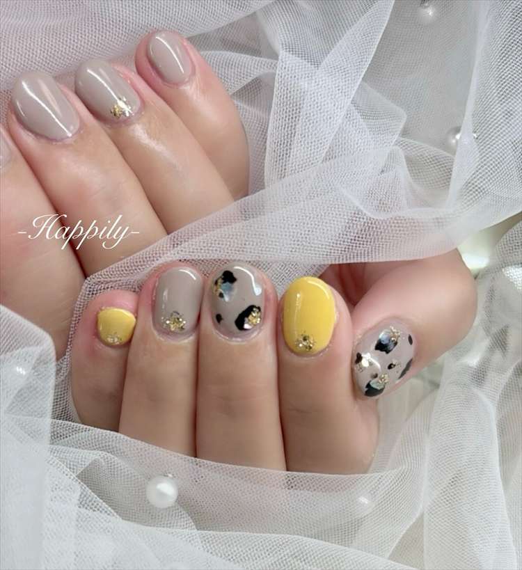 冬ネイルレオパード