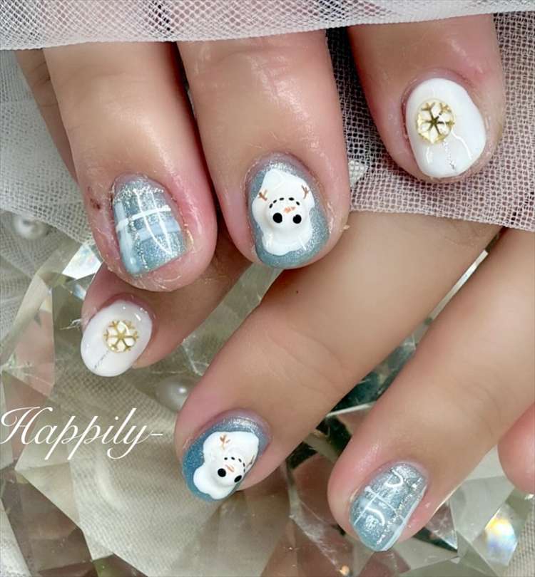 ブルー×雪だるま