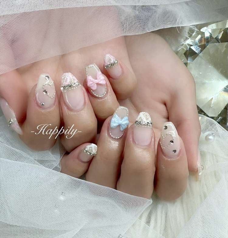 リボン×ビジュー