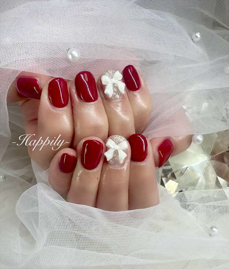 レッド×立体リボン