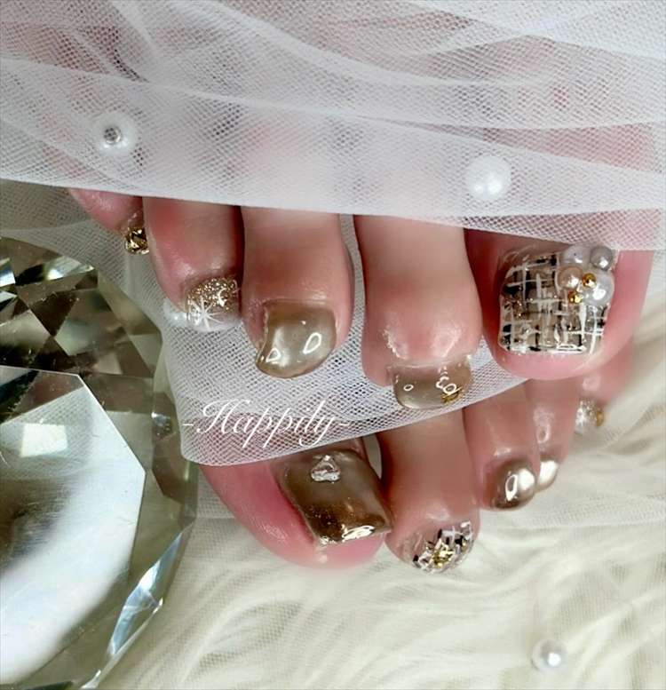 きらめきツイードフットネイル