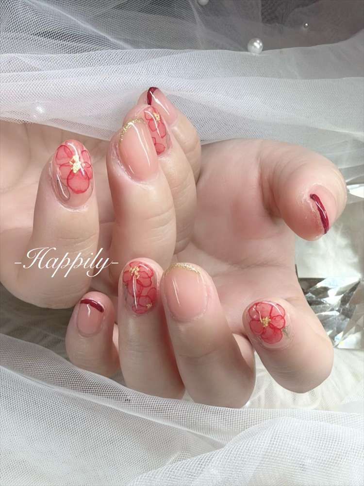 椿のたらしこみアート 椿のたらしこみアート