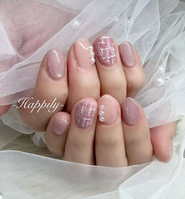 ふんわりピンクツイード